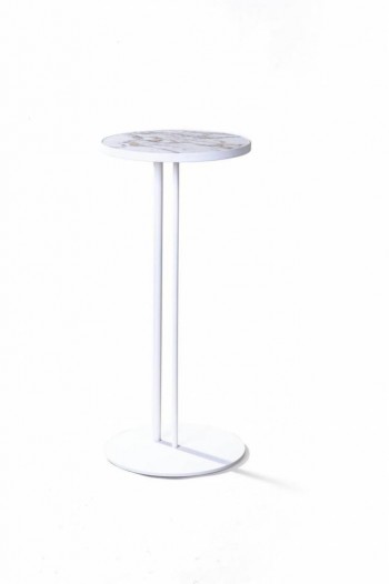 Журнальный столик Stone 015 (Круглый) Металл/Керамика 250 Белый в Линёво - linyovo.mebel54.com | фото