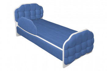 Кровать 160 Атлет 29 Синий (мягкий бортик) в Линёво - linyovo.mebel54.com | фото