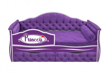 Кровать 160 серии Иллюзия 2 ящика 32 Фиолетовый (мягкие боковые накладки/подушка валик) в Линёво - linyovo.mebel54.com | фото