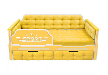 Кровать 180 серии Спорт 2 ящика 74 Жёлтый (мягкие боковые накладки) в Линёво - linyovo.mebel54.com | фото