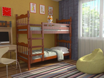 Кровать двухъярусная Соня из массива сосны 800*1890 Орех в Линёво - linyovo.mebel54.com | фото
