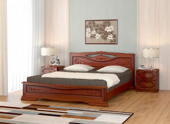 Кровать Карина-7 из массива сосны 1400*2000 Орех в Линёво - linyovo.mebel54.com | фото