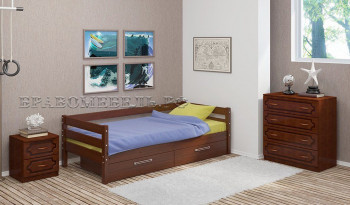 Кровать одинарная ГЛОРИЯ из массива сосны  900*2000 (Орех) в Линёво - linyovo.mebel54.com | фото