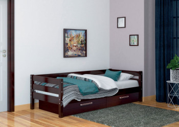 Кровать одинарная ГЛОРИЯ из массива сосны  900*2000 (Орех Тёмный) в Линёво - linyovo.mebel54.com | фото