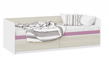 Кровать «Сканди» с 2 ящиками Дуб Гарден/Белый/Лиловый в Линёво - linyovo.mebel54.com | фото