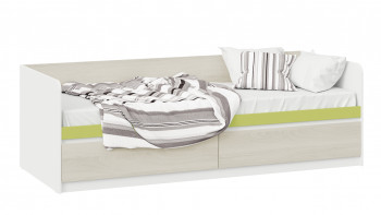 Кровать «Сканди» с 2 ящиками Дуб Гарден/Белый/Зеленый в Линёво - linyovo.mebel54.com | фото