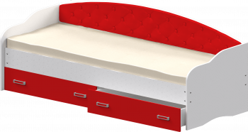 Кровать Софа-7 с мягкой спинкой (800х2000) Белый/Красный в Линёво - linyovo.mebel54.com | фото