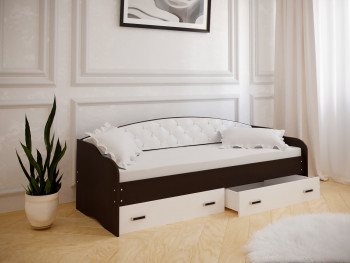 Кровать Софа-8 с мягкой спинкой (900х2000) Венге/ Белый в Линёво - linyovo.mebel54.com | фото