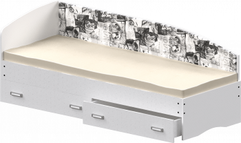 Кровать Софа-9 с мягкой спинкой с рисунком Милана (900х1900) Белый в Линёво - linyovo.mebel54.com | фото