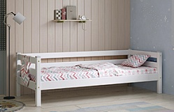 Кровать Соня Вариант 2 с задней защитой Белый полупрозрачный в Линёво - linyovo.mebel54.com | фото
