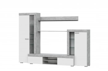 Мебель для гостиной МГС 5 Цемент светлый / Белый в Линёво - linyovo.mebel54.com | фото