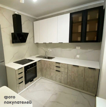 Модульная кухня Норд 1,6 м (Софт даймонд/Камень беж/Белый) в Линёво - linyovo.mebel54.com | фото