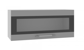 Норд ШВГС 800 Шкаф верхний горизонтальный со стеклом (Софт черный/корпус Белый) в Линёво - linyovo.mebel54.com | фото