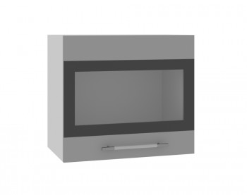 Ройс ВПГСФ 500 Шкаф верхний горизонтальный со стеклом с фотопечатью высокий (Графит софт/корпус Серый) в Линёво - linyovo.mebel54.com | фото