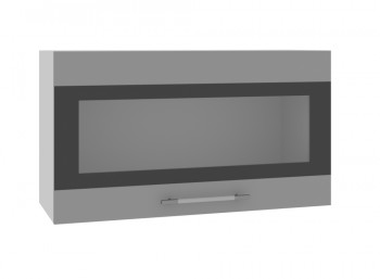 Ройс ВПГСФ 800 Шкаф верхний горизонтальный со стеклом с фотопечатью высокий (Графит софт/корпус Серый) в Линёво - linyovo.mebel54.com | фото