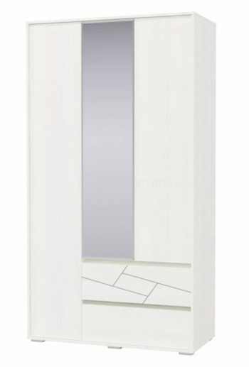 Шкаф 3-х дверный с ящиками Аделина 1200 Рамух белый в Линёво - linyovo.mebel54.com | фото