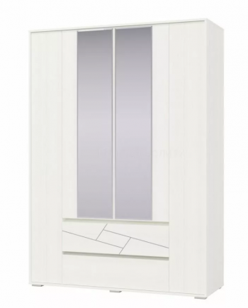 Шкаф 4-х дверный с ящиками Аделина 1600 Рамух белый в Линёво - linyovo.mebel54.com | фото