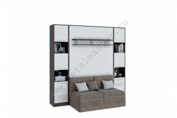 Шкаф-кровать с диваном БЕЛА с полкой ножкой в Линёво - linyovo.mebel54.com | фото