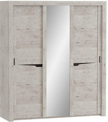 Шкаф трехдверный Соренто с раздвижными дверями Дуб бонифаций/Кофе структурный матовый в Линёво - linyovo.mebel54.com | фото