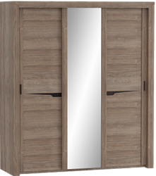 Шкаф трехдверный Соренто с раздвижными дверями Дуб стирлинг/Кофе структурный матовый в Линёво - linyovo.mebel54.com | фото